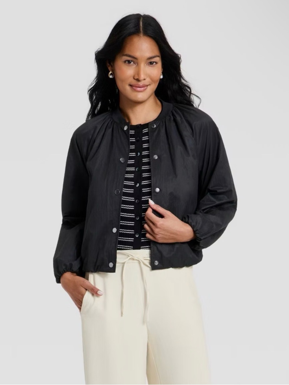 A New Day Women's Lightweight Bomber Jacket Black NWT
